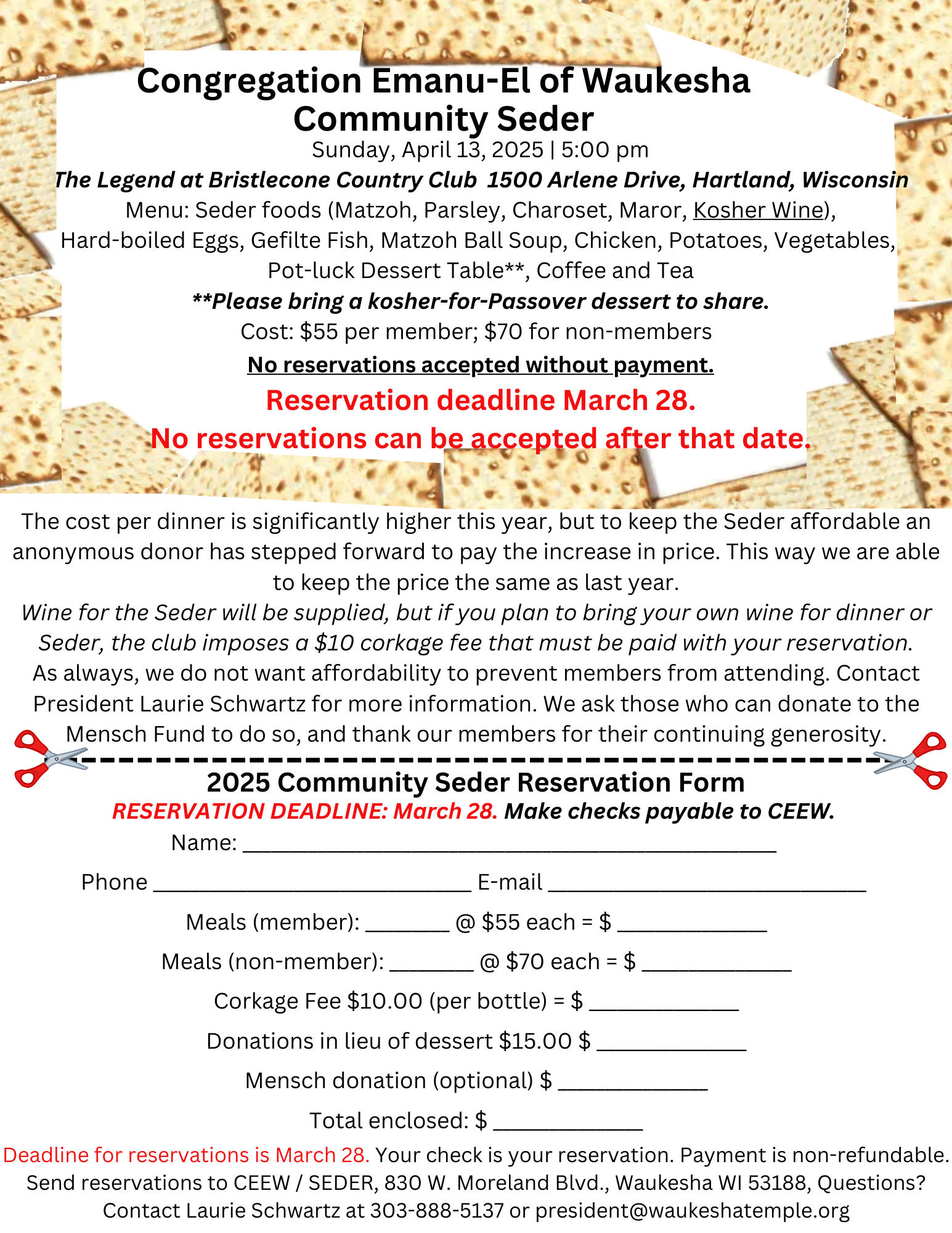 Passover Seder Reservations